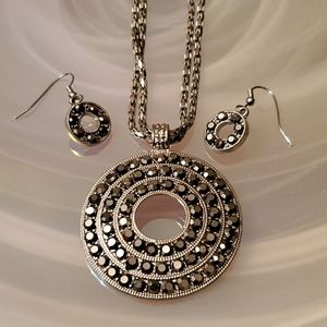 Silver & Marcasite Necklace and earrings